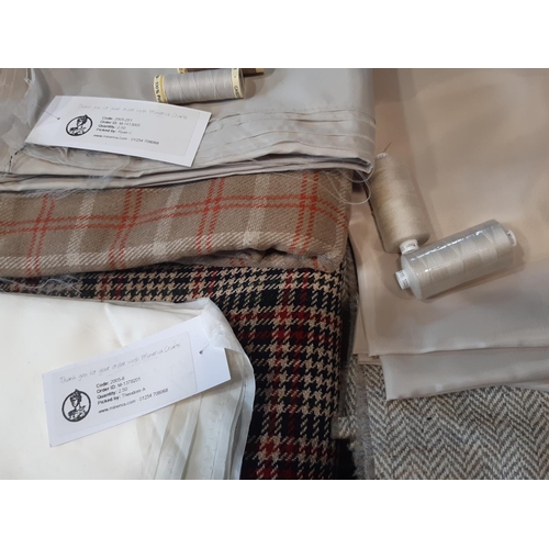 1534 - Good quality dressmaking wool fabric lengths (8) each with matching lining fabric and some with thre... 