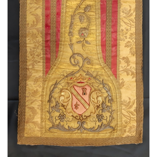 1568 - Antique textile panel, possibly ecclesiastical  featuring a central 19th century section of heavily ... 