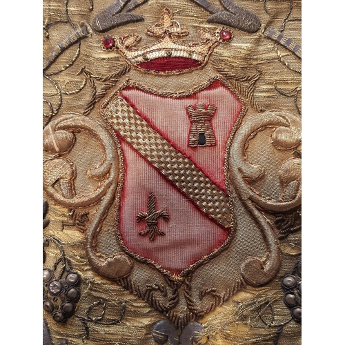 1568 - Antique textile panel, possibly ecclesiastical  featuring a central 19th century section of heavily ... 