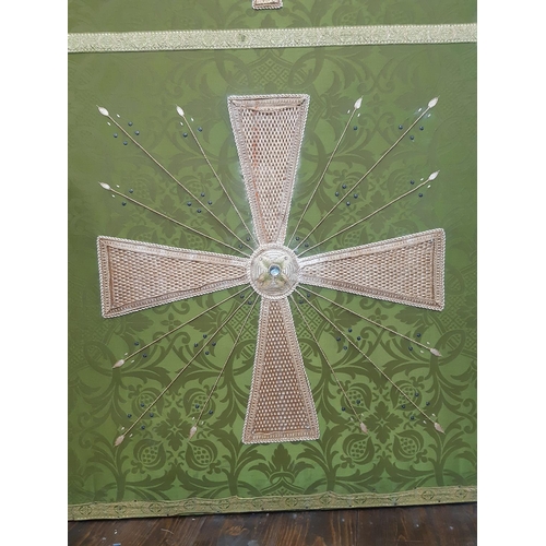 1574 - Late 19th/ early 20th century English church altar cloth in green (representing 'Ordinary Time'); fr... 