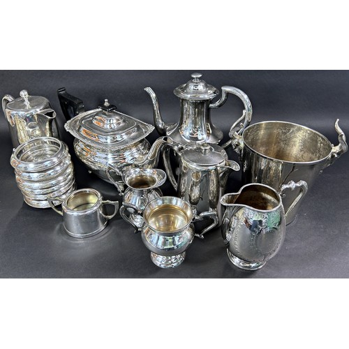 1163 - A good selection of silver plated table ware, including an unusual breakfast tray with a sloping toa... 