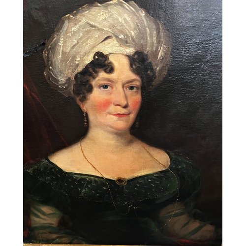 49 - Portrait of a Woman in Green Dress (English School, 18th/19th Century) - oil on canvas, unsigned, 76... 