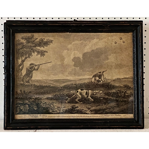 52 - Two 18th Century French Sporting Mezzotint Prints to Include: 'Cock Shooting - Chasse Aux Becassines... 