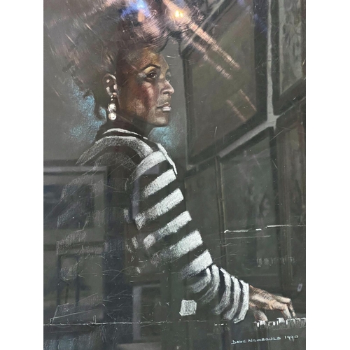 61 - David Newbould (b.1938) - 'Geri Allen' (1990), pastel on paper, signed and dated lower right, titled... 