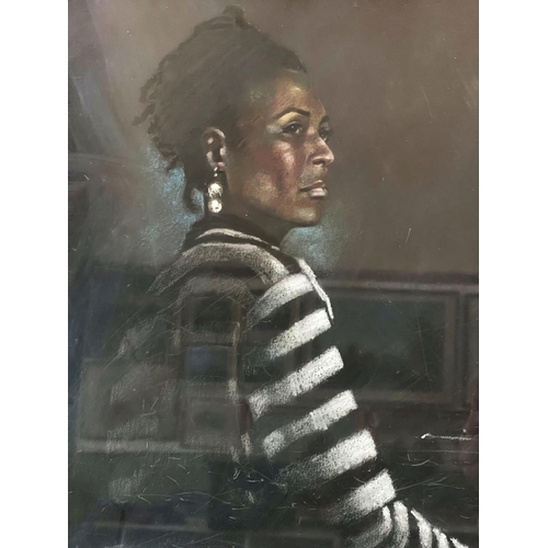 61 - David Newbould (b.1938) - 'Geri Allen' (1990), pastel on paper, signed and dated lower right, titled... 