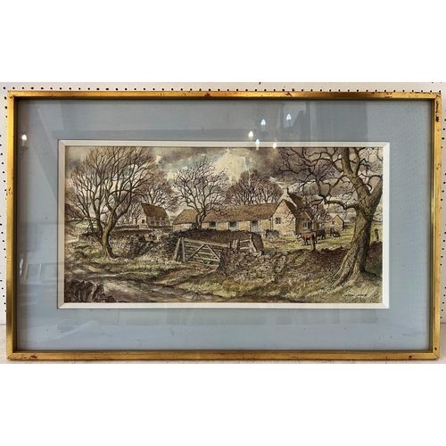 72 - Hervey Adams R.B.A. (1903-1996) - 'A Cotswold Farm', watercolour, pen and pencil, signed lower right... 