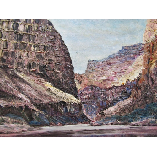 129 - Doreen Wade - 'Whitmore Wash, Grand Canyon', oil on board, signed lower right with S.W.A. labels ver... 