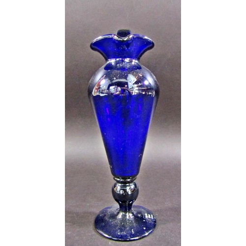 1133 - An elegant Bristol Blue Glass pitcher, 16cm high.