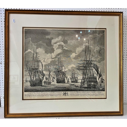 100 - After J. Boydell - Four prints of 18th century engravings of The Battle of Cape Finisterre, depictin... 