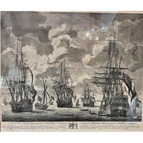 100 - After J. Boydell - Four prints of 18th century engravings of The Battle of Cape Finisterre, depictin... 