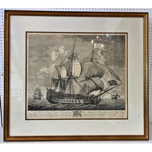 100 - After J. Boydell - Four prints of 18th century engravings of The Battle of Cape Finisterre, depictin... 