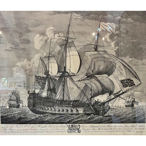 100 - After J. Boydell - Four prints of 18th century engravings of The Battle of Cape Finisterre, depictin... 