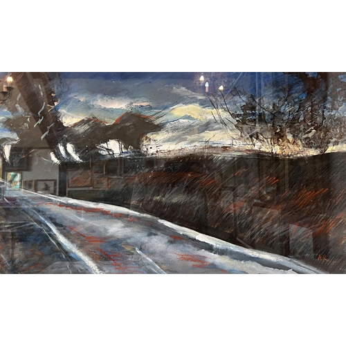 25 - Anthony Rossiter (1926-2000) - 'Wet Evening Lane', acrylic, ink, pastel and charcoal, initialled low... 