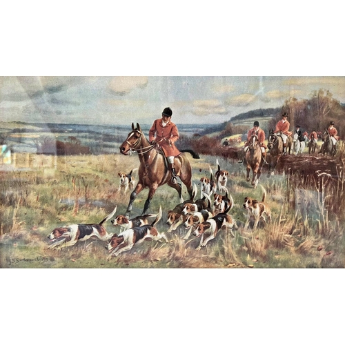 81 - (Local Interest) Four Sporting Prints in Colours to Include: John King - Beaufort at Didmarton 'The ... 