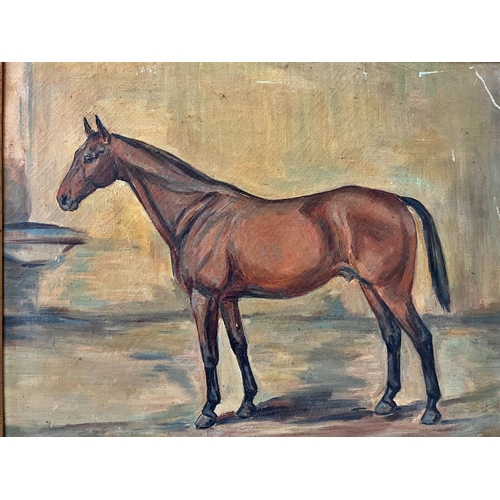 85 - Alice Mary Burton (1893-1968) - Horse in Stable (1935), oil on canvas, signed and dated lower left, ... 