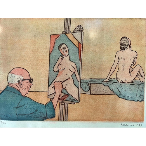 93 - Panayiotis Kalorkoti (b.1957) - Picasso (1982), limited edition etching in colours, signed, dated an... 