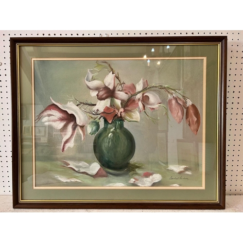 96 - Michael Lindsey (20th-21st Century) - Two pastel drawings to include: Still life with Magnolia, 41 x... 