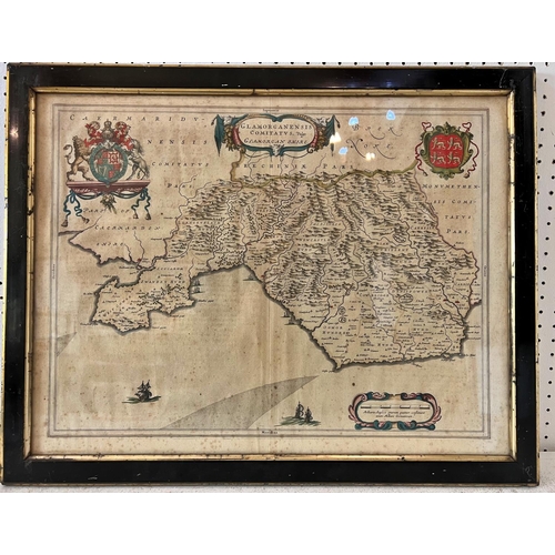 97 - Johannes Blaeu (1650-1712) - Map of Glamorganshire 'Glamorganensis comitatus vulgo Glamorgan Shire',... 