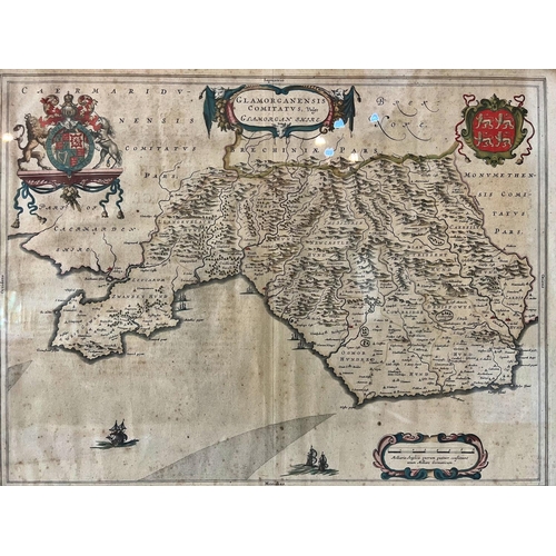 97 - Johannes Blaeu (1650-1712) - Map of Glamorganshire 'Glamorganensis comitatus vulgo Glamorgan Shire',... 