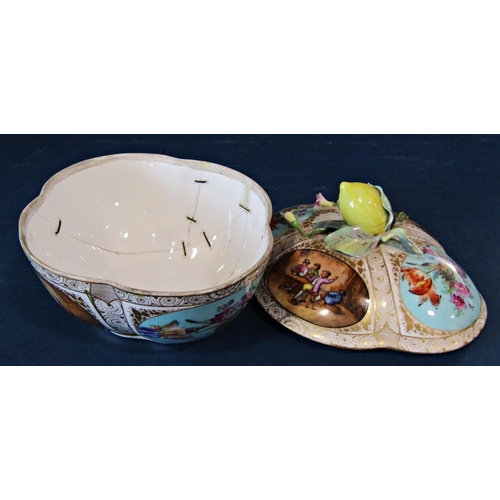 1017 - A collection porcelain ceramics to include a Dresden decorative lidded tureen (af stapled) with all ... 