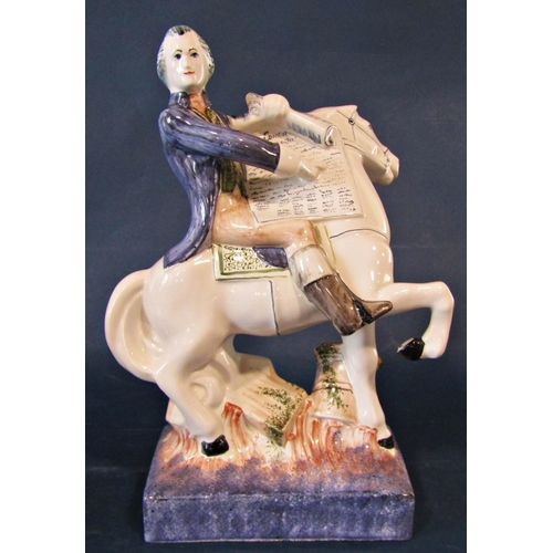 1025 - Two Rye ware ceramic figures of characters on horseback, one of George Washington, the other of Paul... 