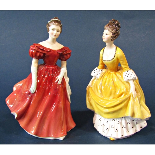 1028 - Two Worcester figures modelled by Doughty - Tommy & Joan together with three Royal Doulton figures M... 