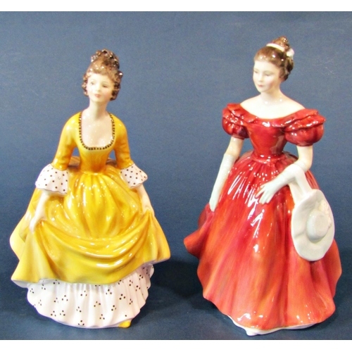 1028 - Two Worcester figures modelled by Doughty - Tommy & Joan together with three Royal Doulton figures M... 