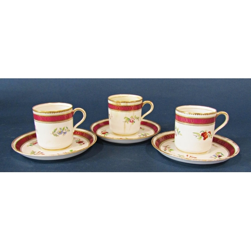 1032 - A collection of Crown Ducal decorative cabinet coffee cans and saucers in various bright colours wit... 