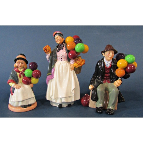 1033 - Three Royal Doulton Balloon Seller figurines comprising Biddy Penny Farthing, HN1843, Balloon Man, H... 