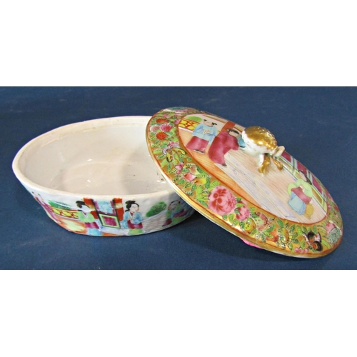 1047 - Three 19th Century Chinese Canton Famille Rose Porcelain Items to include: Box with cover, and two v... 