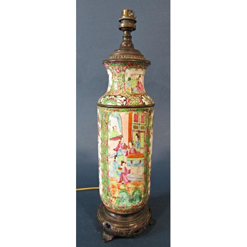 1048 - Pair of 19th Century Chinese Canton Famille Rose Vases Converted into Lamps, height approx. 45.5 cm ... 