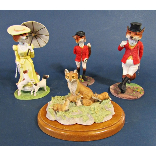 1074 - Three resin figures Border Fine Art mainly fox hunting related, character jug, etc