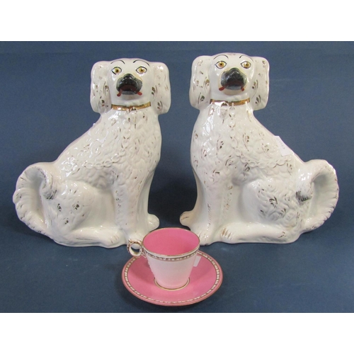 1080 - A pair of 19th century Staffordshire spaniels, Staffordshire flat back group Eva and Uncle Tom, eque... 