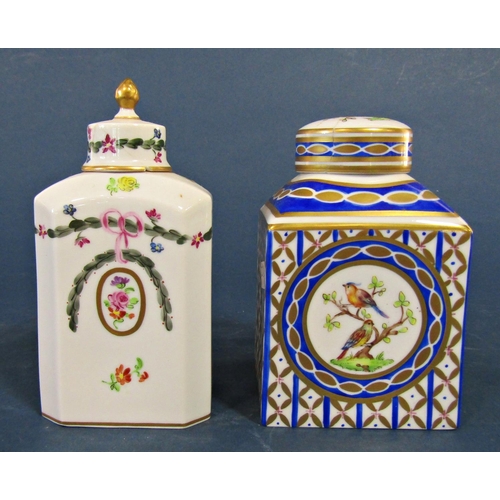 1083 - Collection of lidded jars to include Dresden example, toilet water bottle and cover, etc