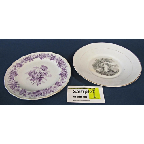 1105 - A collection of 19th century transferware, a number of Newhall tea bowls and saucers, etc