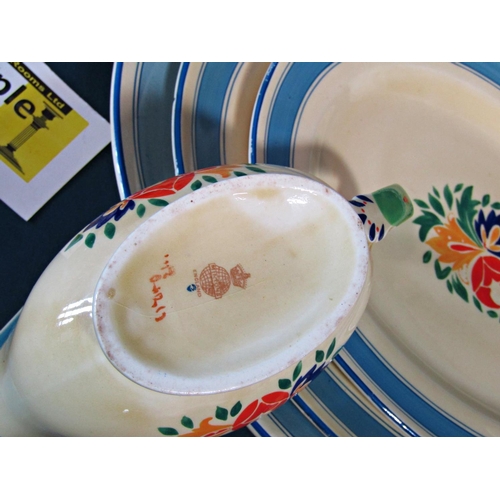 1116 - Minton's dinner wares in cream & turquoise design with stylised floral decoration, including 2 lidde... 