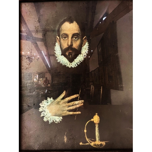 104 - After El Greco - 'The Nobleman with his Hand on his Chest', 44 x 55 cm, in antique ornate gilt frame