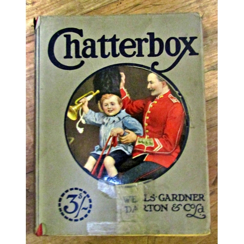 172 - Five volumes of Chatterbox, c.1914-18, four with dust wrappers, together with a Victorian family bib... 