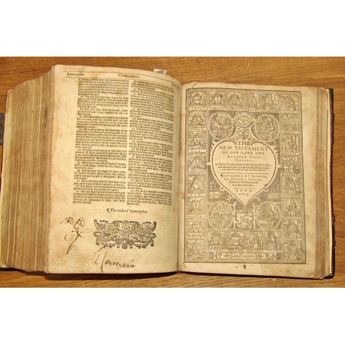 201 - 17th century bible printed by Robert Barker 1613 being a He/She edition, see Ruth Chapter Three, Ver... 