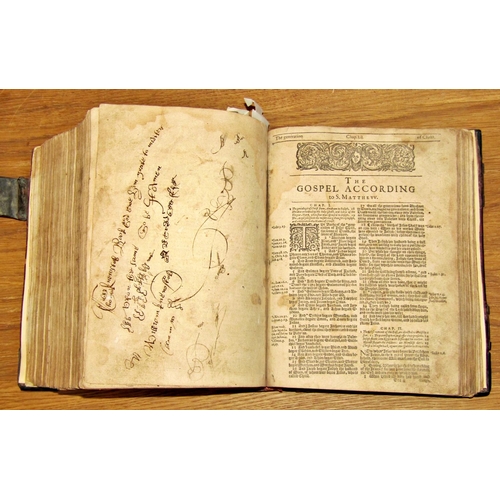 201 - 17th century bible printed by Robert Barker 1613 being a He/She edition, see Ruth Chapter Three, Ver... 