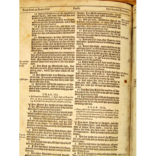 201 - 17th century bible printed by Robert Barker 1613 being a He/She edition, see Ruth Chapter Three, Ver... 