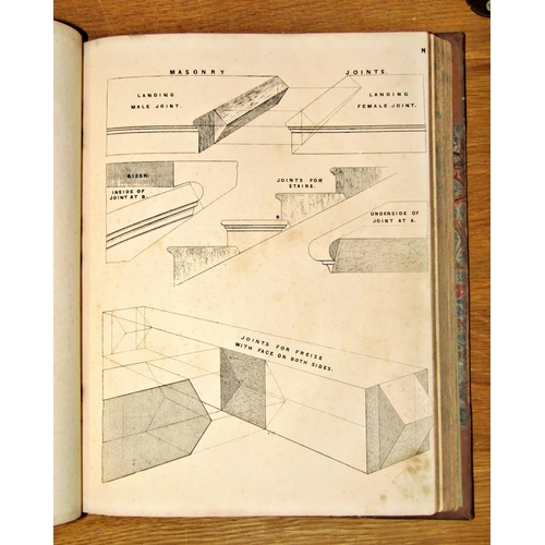 202 - Practical Masonry, Brick Laying and Plastering 1852, designs for cottage and villa architecture by S... 