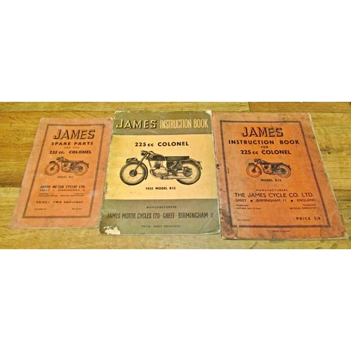 208 - Two James motorcycle instruction books for 225cc colonel motorcycle model K12 and a spare parts cata... 