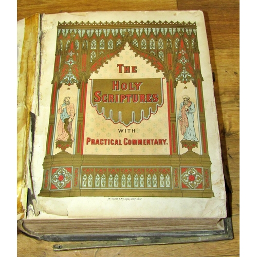 210 - Browns Self Interpreting family bible with coloured plates, a further Victorian example of the Holy ... 