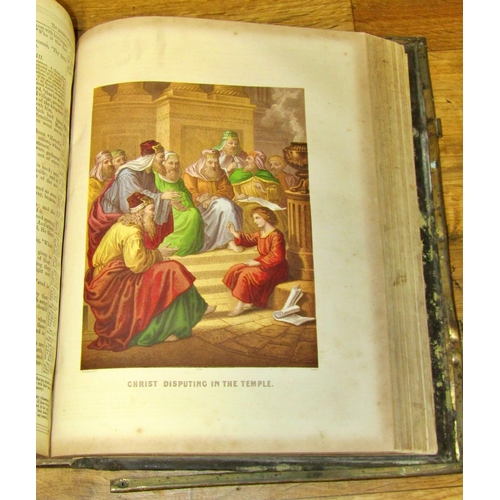 210 - Browns Self Interpreting family bible with coloured plates, a further Victorian example of the Holy ... 