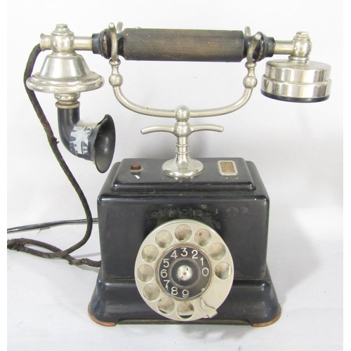 1467 - Two vintage RTT 56 Belgique Bell telephones, both with later conversions, and a vintage Rikstelefon ... 