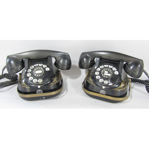 1467 - Two vintage RTT 56 Belgique Bell telephones, both with later conversions, and a vintage Rikstelefon ... 