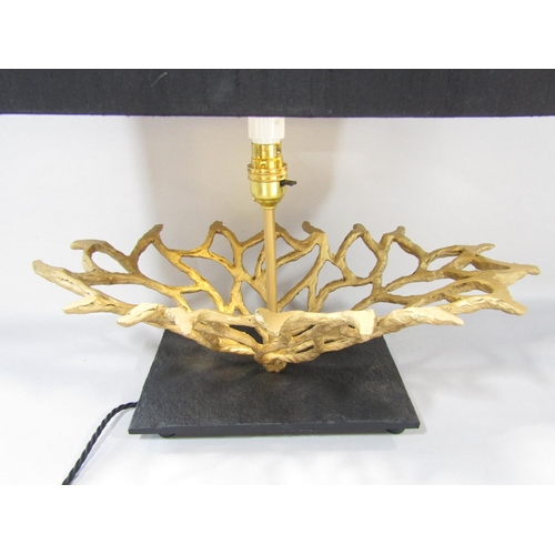 1509 - An unusual designed table lamp of a coral like form set on a black slate base, with an integral dimm... 