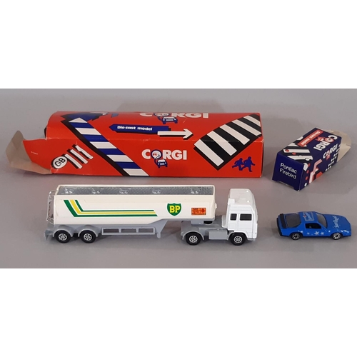 264 - Boxed 1980's model vehicles by Corgi including Seddon Atkinson Tanker, Pontiac Firebird, Jaguar Trac... 