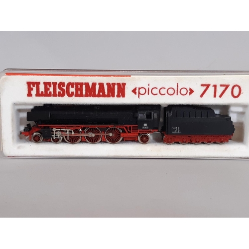 255 - 3 N gauge German locomotives by Fleishmann  including 'Piccolo' 7170 4-6-2 loco with tender, 7160 4-... 